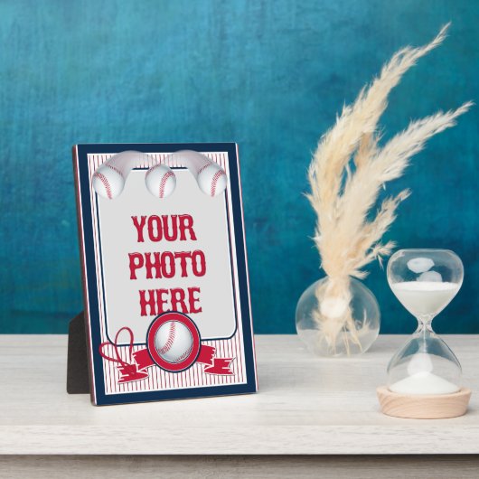 5x7ベースボールカードフレーム1 – 赤白色プラークストライププレート フォトプラーク (側面)