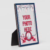 5x7ベースボールカードフレーム1 – 赤白色プラークストライププレート フォトプラーク (側面)