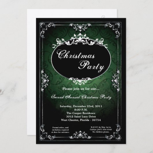 5x7ペンダントブローチクリスマスパーティの招待状 招待状 (正面/裏面)