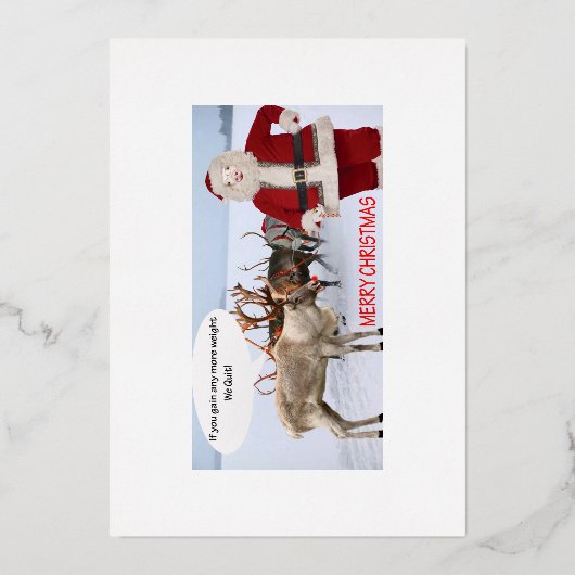 5x7ホイルカードメリークリスマスサンタブタ 箔シーズンカード (正面)