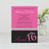 5x7ホットピンクティアラスイート16誕生日招待状 招待状 (スタンド正面)