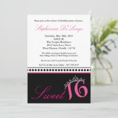 5x7ホットピンクティアラ甘い16誕生日招待状 招待状 (スタンド正面)