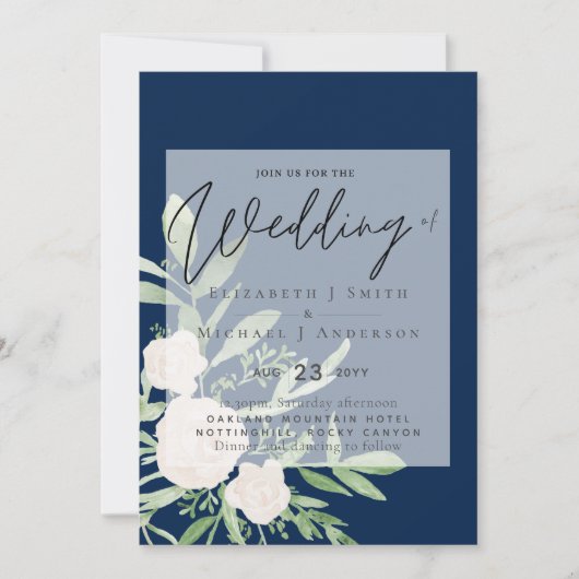 5x7ホワイトブーケスクリプトオーバーレイ結婚予算 (正面)