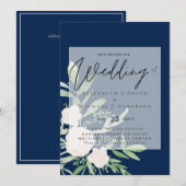 5x7ホワイトブーケスクリプトオーバーレイ結婚予算 (正面/裏面)