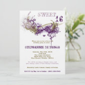 5x7ホワイトマスカレード甘い16誕生日招待状 招待状 (スタンド正面)