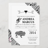 5x7ボホバッファロートライバルパターンボヘミアン矢印 招待状 (正面/裏面)