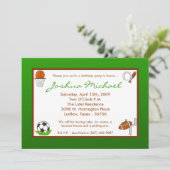 5x7ボーイスポーツサッカー誕生日パーティーへの招待 招待状 (スタンド正面)