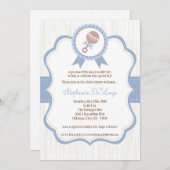 5x7ボーイブルーベビーラトルベビーシャワー招待状 招待状 (正面/裏面)