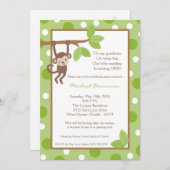 5x7ボーイブルーモンキージャングル誕生日招待状 招待状 (正面/裏面)