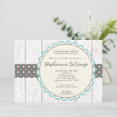 5x7ボーイブルー水玉模様ポークベビーシャワー招待状 招待状 (スタンド正面)