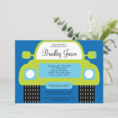 5x7ボーイモンスターカー誕生日パーティーへの招待 招待状 (スタンド正面)