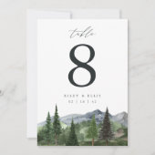 5X7マウンテンフォレスト結婚のテーブル番号カード 招待状 (正面)