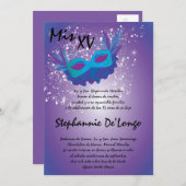 5x7マスカレードキンセアニェラ誕生日招待状 招待状 (正面/裏面)