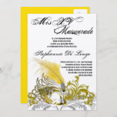 5x7マスカレードキンセアニェラ誕生日招待状 招待状 (正面/裏面)