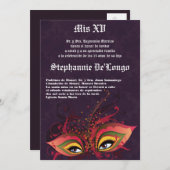 5x7マスカレードキンセアニェラ誕生日招待状 招待状 (正面/裏面)