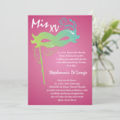 5x7マスカレードキンセアニェラ誕生日招待状 招待状 (スタンド正面)