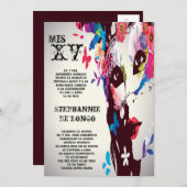 5x7マスカレードキンセアニェラ誕生日招待状 招待状 (正面/裏面)