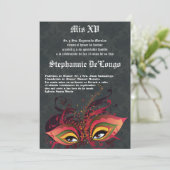 5x7マスカレードキンセアニェラ誕生日招待状 招待状 (スタンド正面)