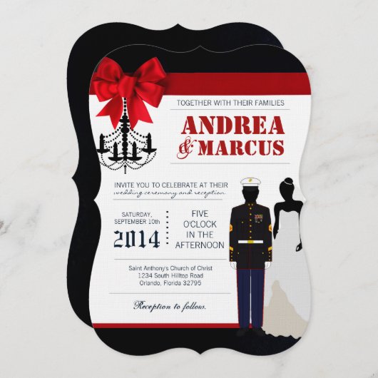 5x7マリンブライドユニフォーム結婚式招待状 招待状 (正面/裏面)