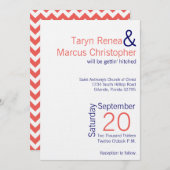 5x7モダンコーラルネイビーブルーチェフ結婚式招待状 招待状 (正面/裏面)