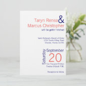 5x7モダンコーラルネイビーブルーチェフ結婚式招待状 招待状 (スタンド正面)