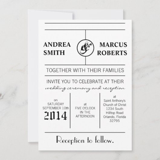 5x7モダンタイポグラフィ結婚式招待状 招待状 (正面)