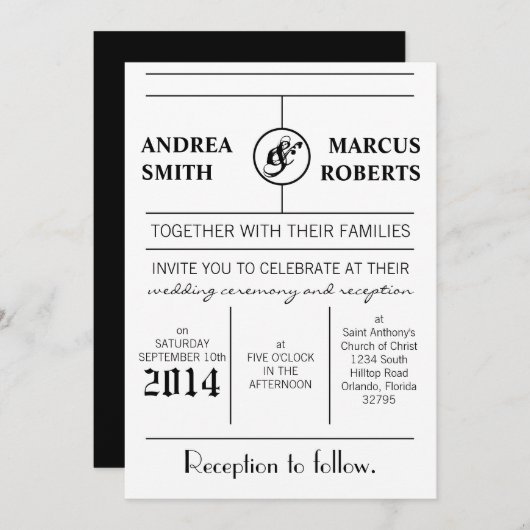 5x7モダンタイポグラフィ結婚式招待状 招待状 (正面/裏面)