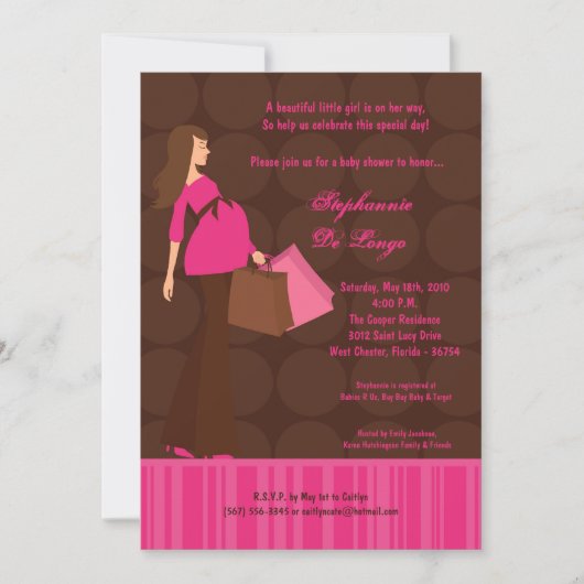 5x7モダンmomショッピングモダンベビーシャワー招待状 招待状 (正面)