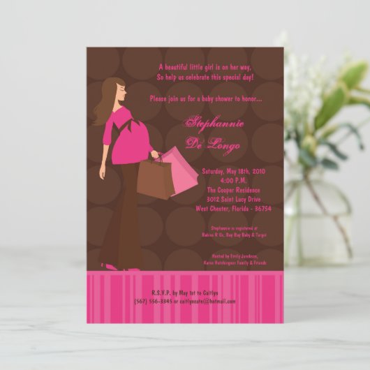 5x7モダンmomショッピングモダンベビーシャワー招待状 招待状 (スタンド正面)