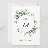 5x7ユーカリ緑の結婚葉の表番号 招待状 (裏面)