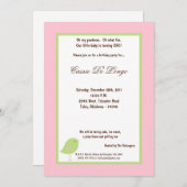 5x7ライトピンクの鳥の誕生日パーティー招待状 招待状 (正面/裏面)