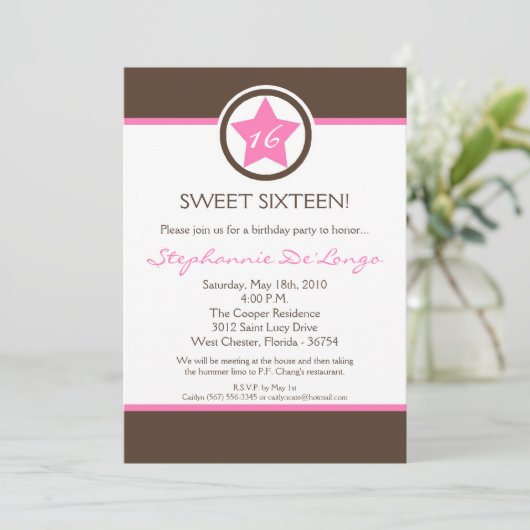 5x7ライトピンクロックスター誕生日パーティーへの招待 招待状 (スタンド正面)