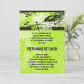 5x7ライムグリーンDJターンテーブルキンセアニェラ招待状 招待状 (スタンド正面)