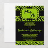 5x7ライムゼブラプリントキンセアニェラ15招待状 招待状 (正面/裏面)