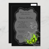 5x7ライムマスカレードSweet 16誕生日招待状 招待状 (正面/裏面)