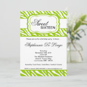 5x7ライムZebra印刷誕生日パーティーの招待状 招待状 (スタンド正面)