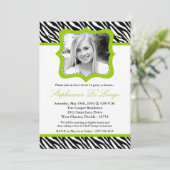 5x7ライムZebra Photo Sweet 16誕生日招待状 招待状 (スタンド正面)