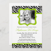 5x7ライムZebra Photo Sweet 16誕生日招待状 招待状 (正面/裏面)
