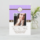 5x7ライラパープルPHOTO甘い16誕生日招待状 招待状 (スタンド正面)