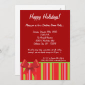 5x7ラッピング紙ボウクリスマスパーティの招待状 招待状 (正面/裏面)