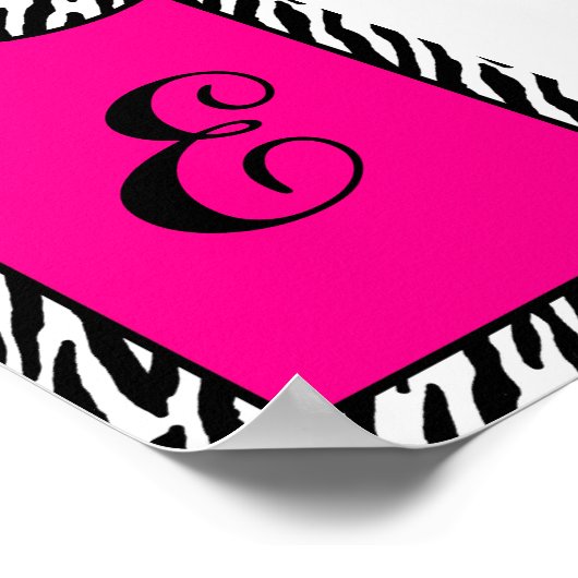 5x7レターウォールアートホットピンクゼブラアニマルプリント ポスター (角)