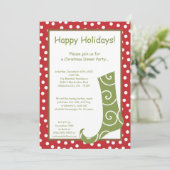 5x7レッドグリーンストッキングクリスマスパーティの招待状 招待状 (スタンド正面)