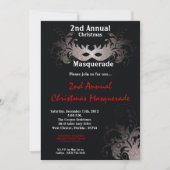 5x7レッドシルバーマスカレードクリスマス招待状 招待状 (正面)