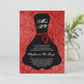 5x7レッドドレスキンセアニェラ誕生日招待状 招待状 (スタンド正面)