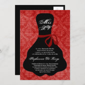 5x7レッドドレスキンセアニェラ誕生日招待状 招待状 (正面/裏面)