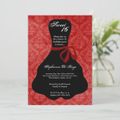 5x7レッドドレススイート16誕生日招待状 招待状 (スタンド正面)