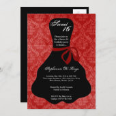 5x7レッドドレススイート16誕生日招待状 招待状 (正面/裏面)