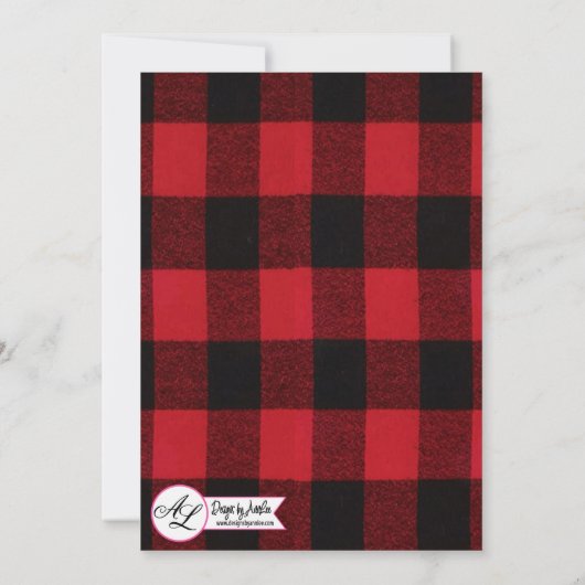 5x7レッドバッファロープレイドベアブラック結婚式招待状 招待状 (裏面)