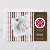 5x7レッドブラウン水玉模様PHOTOクリスマスカード シーズンカード (正面)