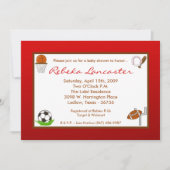 5x7レッドボーイスポーツフットボールベビーシャワー招待状 招待状 (正面)